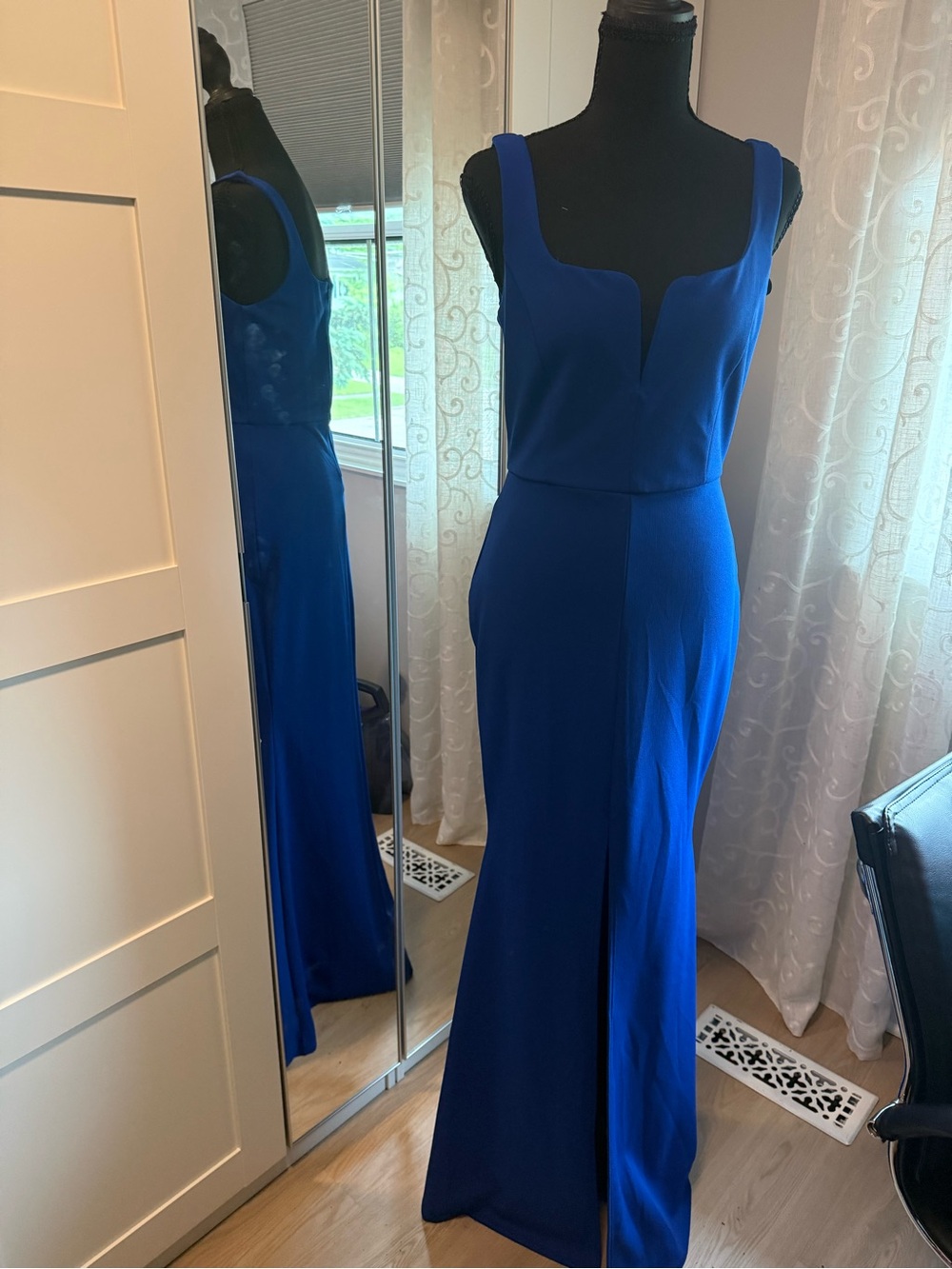 Windsor Sleeveless Jewel Blue Maxi Dress with Front Slit